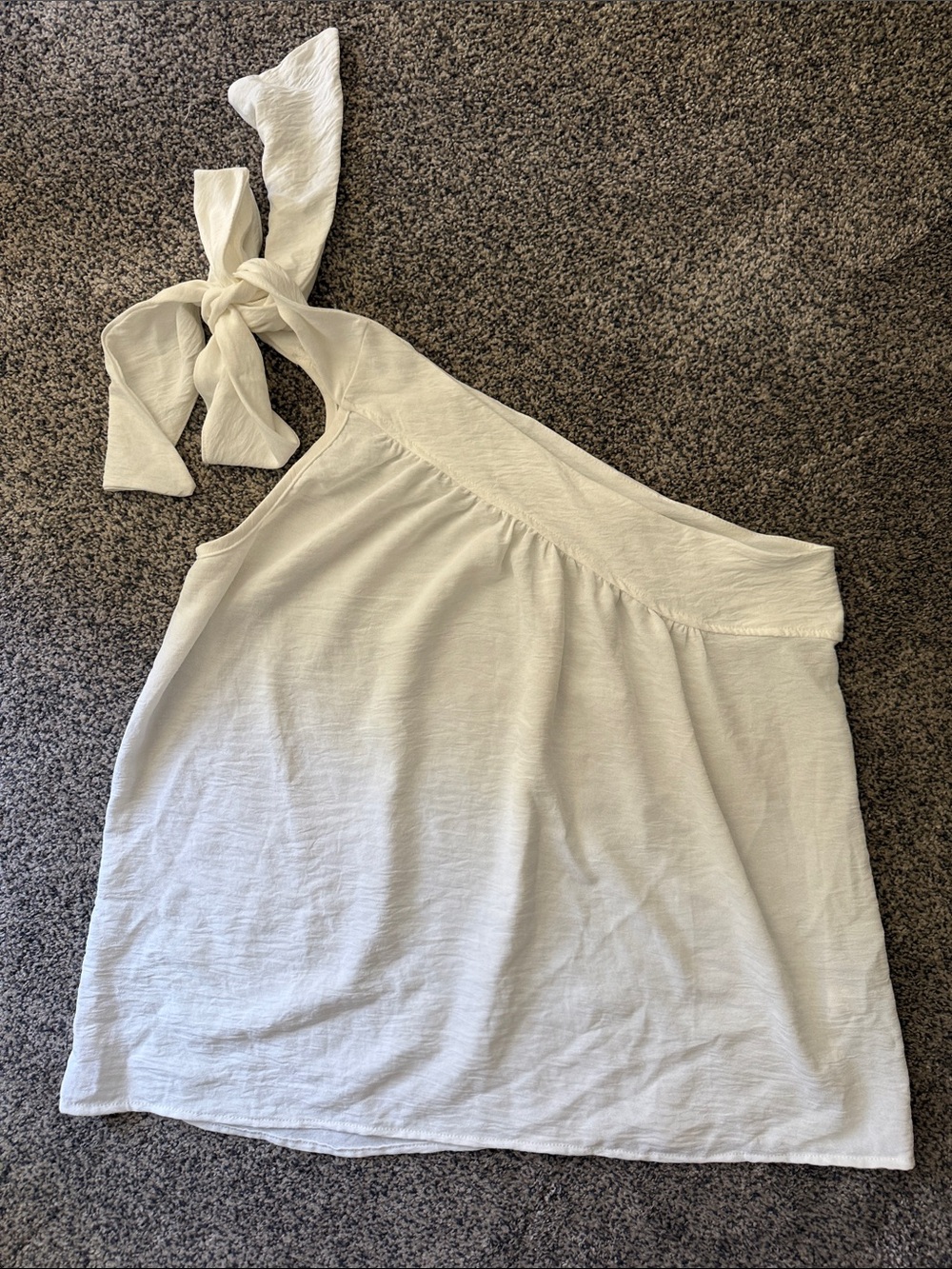 One-Shoulder Tie-Strap Tank Top in Ivory